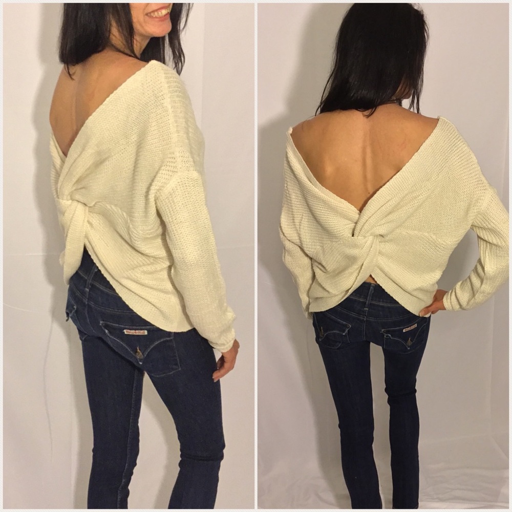 Last 1 Medium! Off White Twisted Back Sweater - Picture 5 of 5